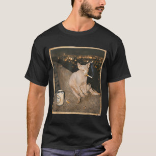 Rokende Sphynx Kat Meme Grappige Kat die Sigaret R T-shirt