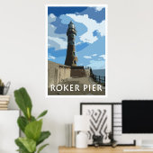 ROKER PIER, SUNDERLAND affiche de style Vintage (Bureau à domicile)