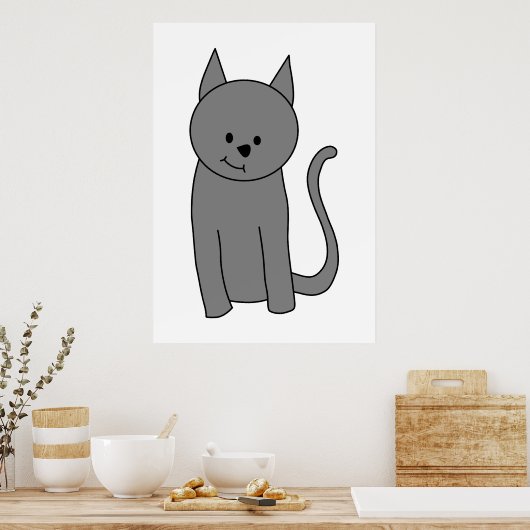 Rokergrijze cartoon poster (Keuken)