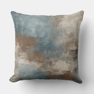 Rokerig Blauw Bruin Beige Rustiek Abstract Kussen