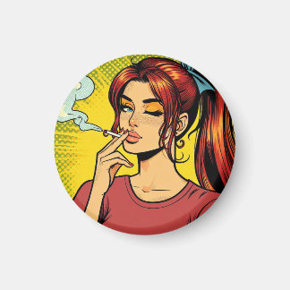 Rokers | Popart | Meisje dat stoned is | Sigaret Magneet