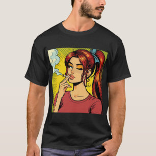 Rokers   Popart   Meisje dat stoned is   Sigaret T-shirt