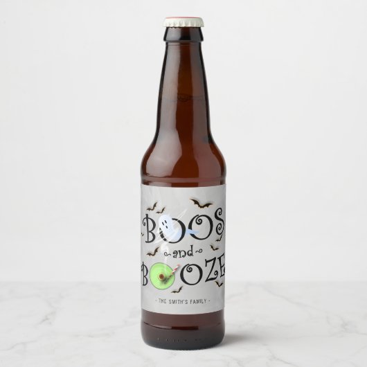 Roky Grey Boos & Booze Halloween Party Bier Etiket (Voorkant)