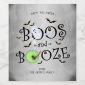 Roky Grey Boos & Booze Halloween Party Wijn Etiket (Enkel label)