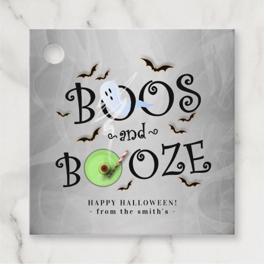 Roky Grey Boos en Booze Halloween Bedankjes Labels (Voorkant)