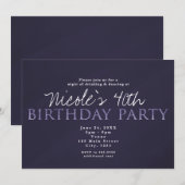 Roky Plum Grey Modern BIRTHDAY PARTIJ Uitnodiginge Kaart (Voorkant / Achterkant)