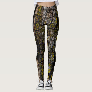 Rol bruine mossy houtslijp met gele lichen leggings