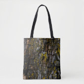 Rol bruine mossy houtslijp met gele lichen tote bag (Voorkant)
