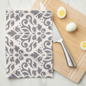 Rol Damask Patroongrijs op crème Theedoek (Quarter Fold)