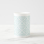 Rol Damask Pattern Lt Duck Egg Blue op White Porselein Kop (Voorkant)