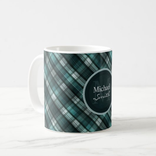 Rol, donkercyaan (blauw groen), speldenstang koffiemok (Voorkant links)