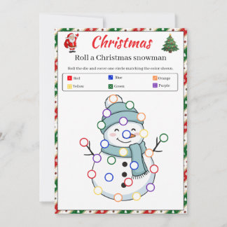Rol een Kerstman Sneeuwpop Spel | Kerst Dobbelspel Kaart