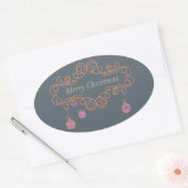 Rol en ornamens Merry-kerstklevers Ovale Sticker (Envelop)