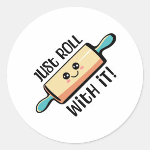 Rol er gewoon mee! Schattigee rollende pin cartoon Ronde Sticker