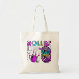 Rol in 8 Bowling Birthday Party 8th Birthday Tote Bag
