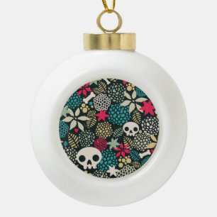 Rol in bloemen keramische bal ornament