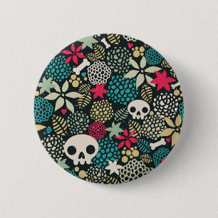 Rol in bloemen ronde button 5,7 cm