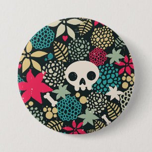 Rol in bloemen ronde button 7,6 cm