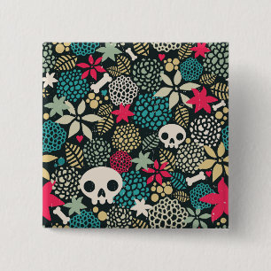 Rol in bloemen vierkante button 5,1 cm