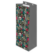 Rol in bloemen wijn cadeautas (Achterkant Gekanteld)