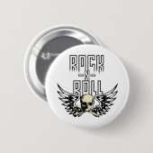 Rol in de schedel met de vleugels ronde button 5,7 cm (Voorkant /achterkant)