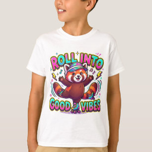 Rol in Goede Vibes Mooie Rode Panda T-Shirt Kind