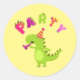 Rol in Plezier met een Dino-Mite Party! Ronde Sticker