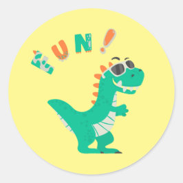 Rol in Plezier met een Dino-Mite Party! Ronde Sticker