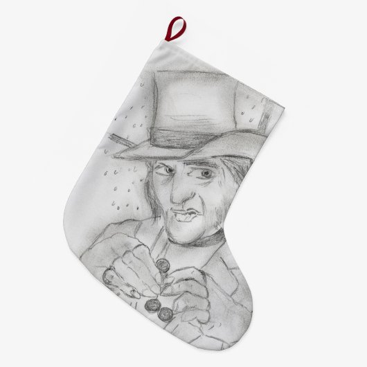 Rol in zwart en wit grote kerstsok (Voorkant (Hangend))