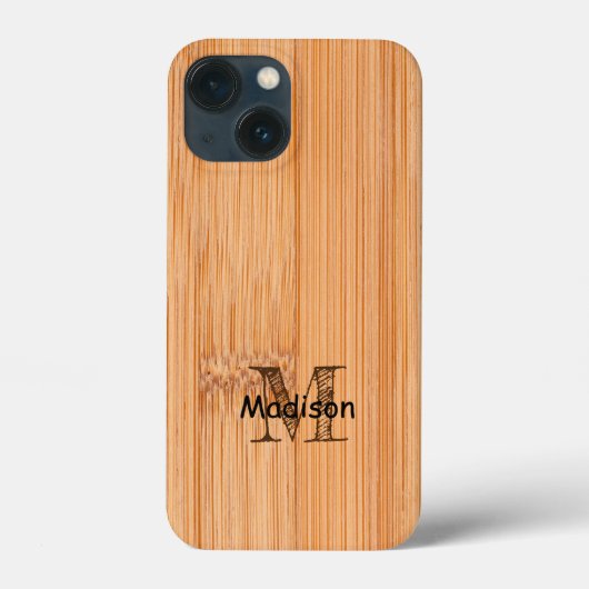 Rol lichtbruin bamboehout Monogram Case-Mate iPhone Case (Achterkant)