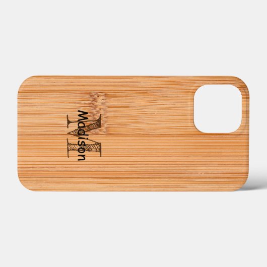 Rol lichtbruin bamboehout Monogram Case-Mate iPhone Case (Achterkant (horizontaal))
