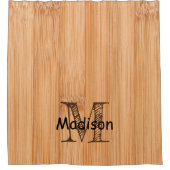 Rol lichtbruin bamboehout Monogram Douchegordijn (Voorkant)