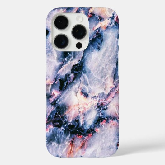 Rol marmer blauwe roze textuur wit Case-Mate iPhone case (Achterkant)