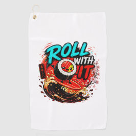 Rol met het – Grappig surfend sushi-ontwerp Golfhanddoek