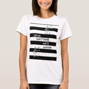 Rol mooie Bleck-White-muziek T-shirt