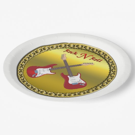 Rol N met elektrische gitaren Papieren Bordje (Gekanteld)