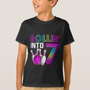 Rol naar 7 Bowling Verjaardagsfeest 7de Verjaardag T-shirt