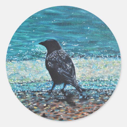 Rol op het Beach schilderen Ronde Sticker (Voorkant)