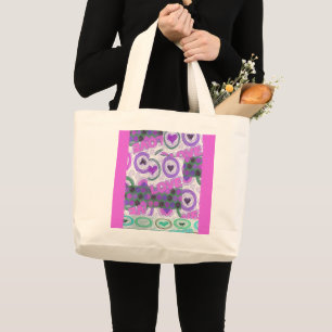 Rol Roze harten Grote Tote Bag
