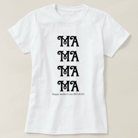 Rol tekst Zwart-wit mama T-shirt (Design voorkant)