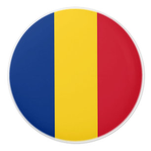 Rol van de keramische knop met vlag van Roemenië