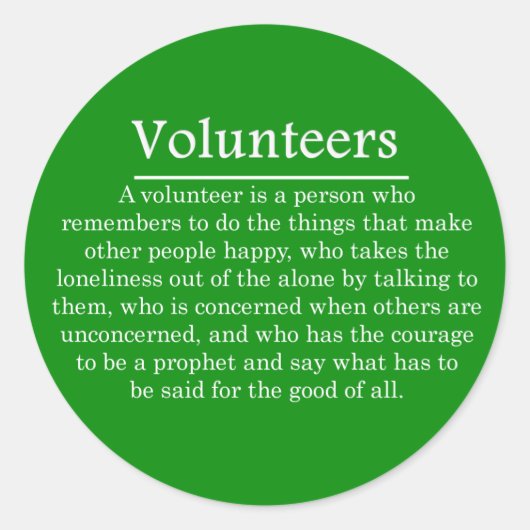 Rol van vrijwilligers ronde sticker (Voorkant)