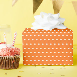 Rol witte polka stippen op Hallowe'en oranje Cadeaupapier