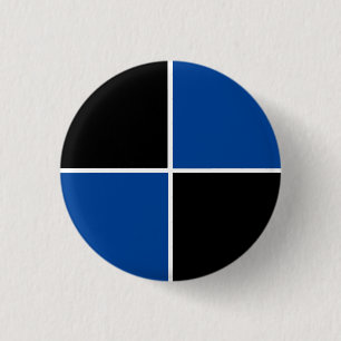 Rol zwart-blauw vierkant patroon ronde button 3,2 cm