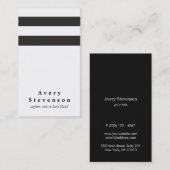 Rol zwart en wit gestreept modern verticaal wit visitekaartje (Voorkant / Achterkant)