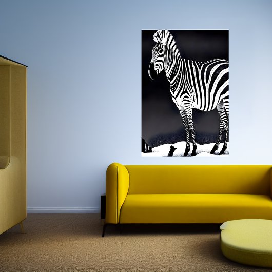 Rol zwart-wit Zebra | AI Art Poster