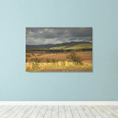 Rolheuvels en bergen onder een troebele hemel canvas afdruk (Insitu (Houten vloer))