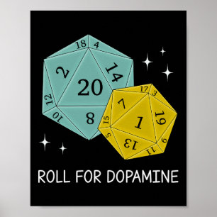 Roll For Dopamine Dnd Neurodiversiteit D20 Dobbels Poster
