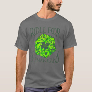 Roll For Shenanigans Retro Draken Dobbelsteen D20 T-shirt