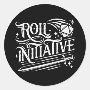 Roll Initiative  D20 Sword Ronde Sticker